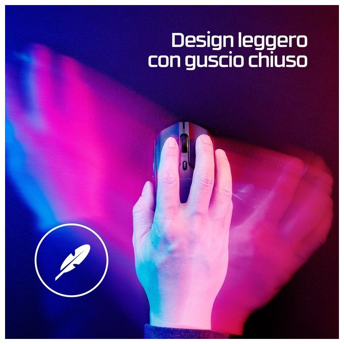 HyperX 6N0B0AA Pulsefire Haste 2 Mouse da gaming wireless 26000 DPI 6 tasti programmabili 100 ore batteria colore Nero
