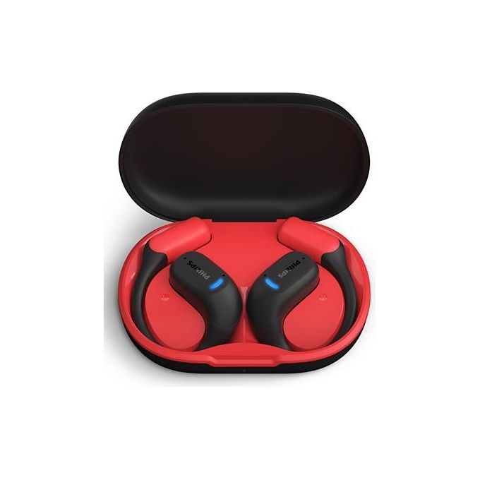 Philips TAA6709BK-00 Serie 6000 Auricolari Sport True Wireless Bluetooth 5.3 IP55 28h custodia ricarica colore Nero Rosso
