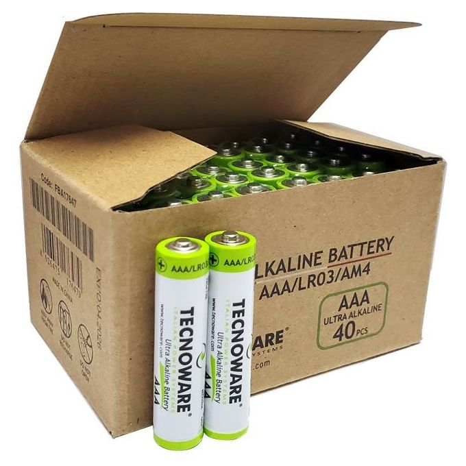 Tecnoware Batterie Mini Stilo Ultra Alcaline AAA 1.5 Volt Confezione 40 Pezzi
