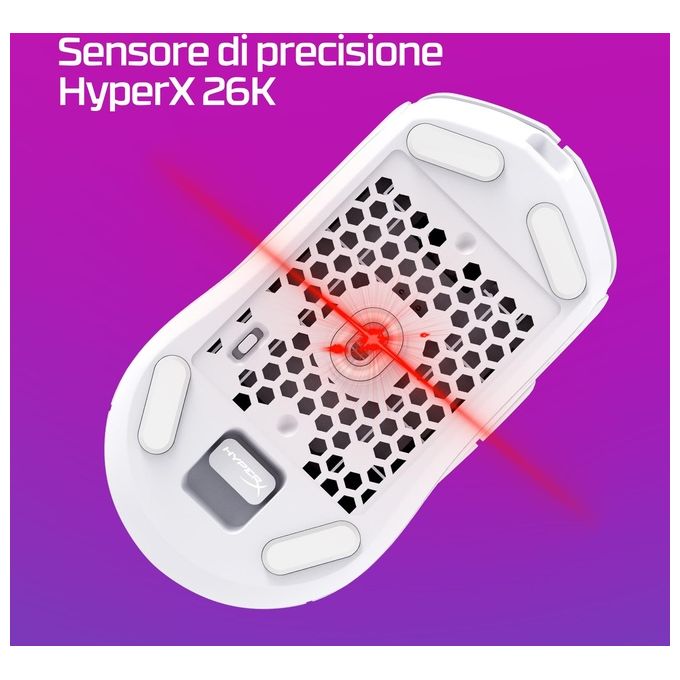 HyperX 6N0B0AA Pulsefire Haste 2 Mouse da gaming wireless 26000 DPI 6 tasti programmabili 100 ore batteria colore Nero