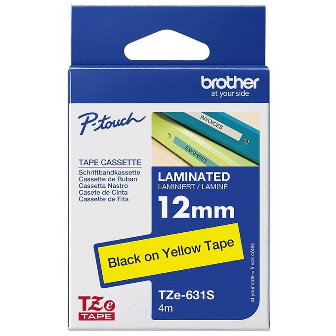 Brother Nastro Laminato H12mm(4m) nero su Giallo