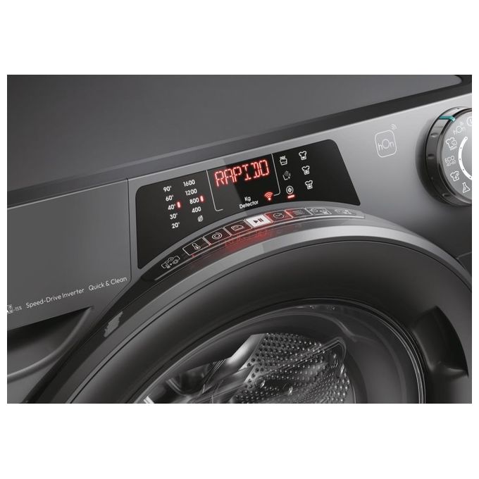 Candy RO6106DWMRR7-1-S RapidÓ - Lavatrice a carica frontale 10 kg, 1600 rpm, Classe A, Wi-Fi + BLE, Funzione vapore, (85×60×58 cm), Antracite