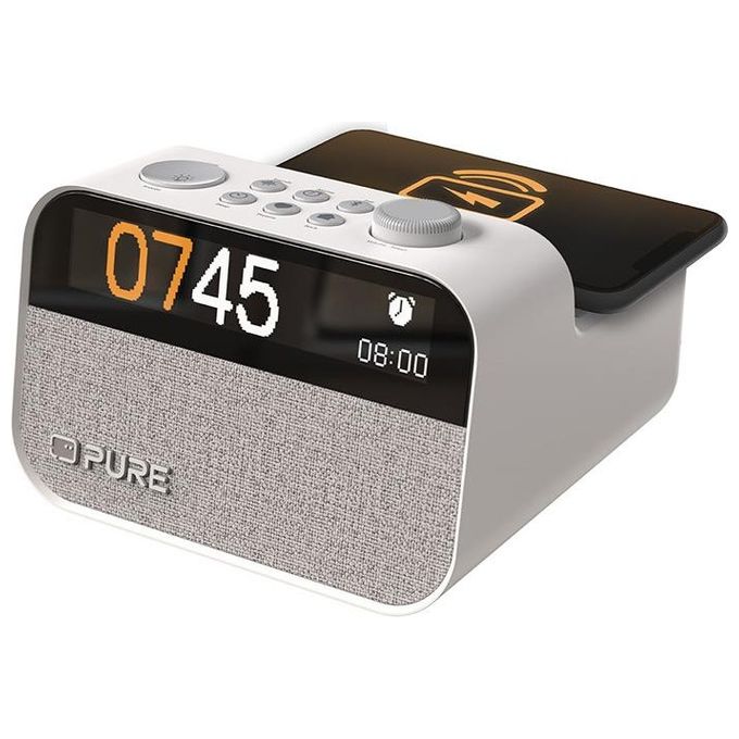 Pure 252451 Moment Charge Radiosveglia DAB+ FM Bluetooth 5.3 Wake-up Light Ricarica Wireless 4 Sveglie 10W colore Bianco