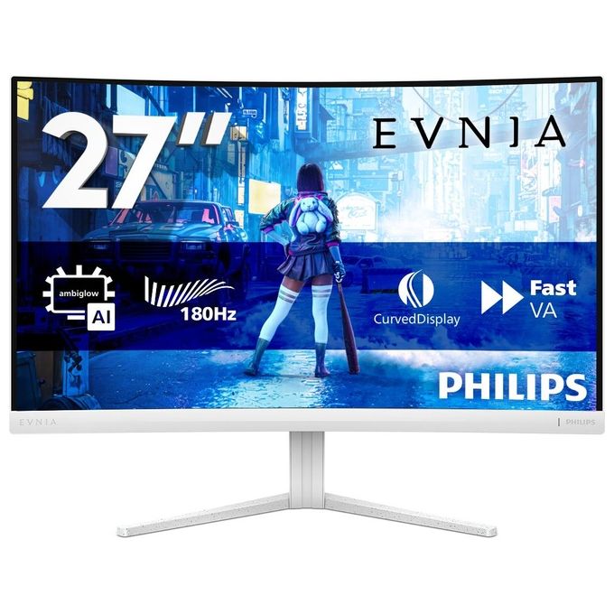 Philips 27M2C5201L-00 Evnia Monitor Gaming Curvo 27'' Full HD 1920x1080 180Hz 1ms VA FreeSync HDR10 colore Bianco
