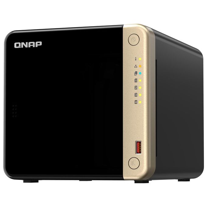 QNAP TS-464-8G TS-464 NAS Tower 4 vani 8GB DDR4 Intel Celeron N5095 2 porte 2.5GbE 2 slot M.2 colore Nero