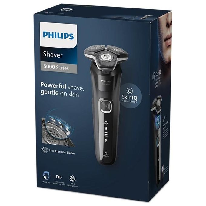 Philips S5898-25 Serie 5000 Rasoio elettrico rotante Wet and Dry 3 testine autonomia 60 min colore Nero