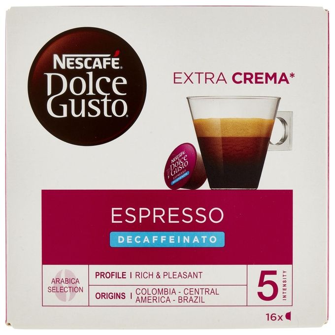 Nescafe Dolce Gusto capsule espresso decaffeinato 100% arabica intensita 5 16 pezzi