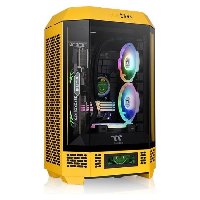 Thermaltake CA-1Y4-00S4WN-00 The Tower 300 Micro Tower PC Case Fattore di forma Micro ATX e Mini ITX con Pannelli in Vetro Temperato colore Giallo