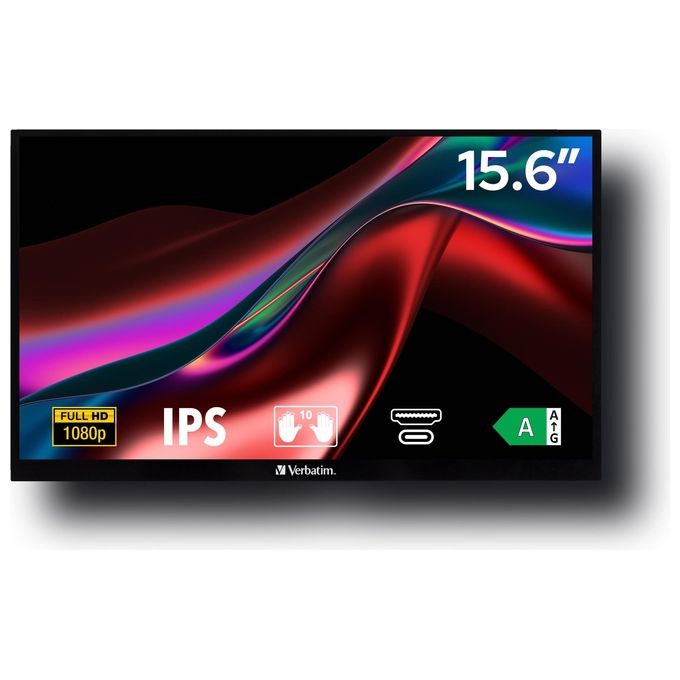Verbatim PMT-15 Monitor Portatile Touch 15,6'' Full HD 1080p IPS Touchscreen 10 punti USB-C HDMI colore Nero