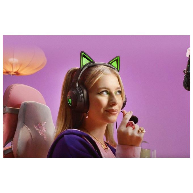 Razer RZ04-04730100-R3M1 Kraken Kitty V2 Auricolare Cablato A Padiglione Gaming con Microfono Staccabile e Illuminazione RGB 2 m colore Nero