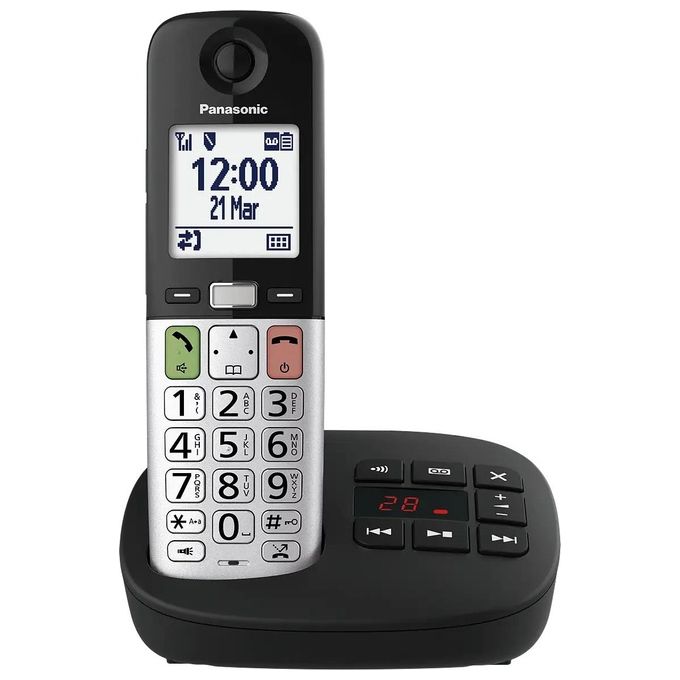 Panasonic KX-TGU430EXB Telefono Cordless DECT Tasti Grandi Segreteria Vivavoce Display 2.4'' colore Nero