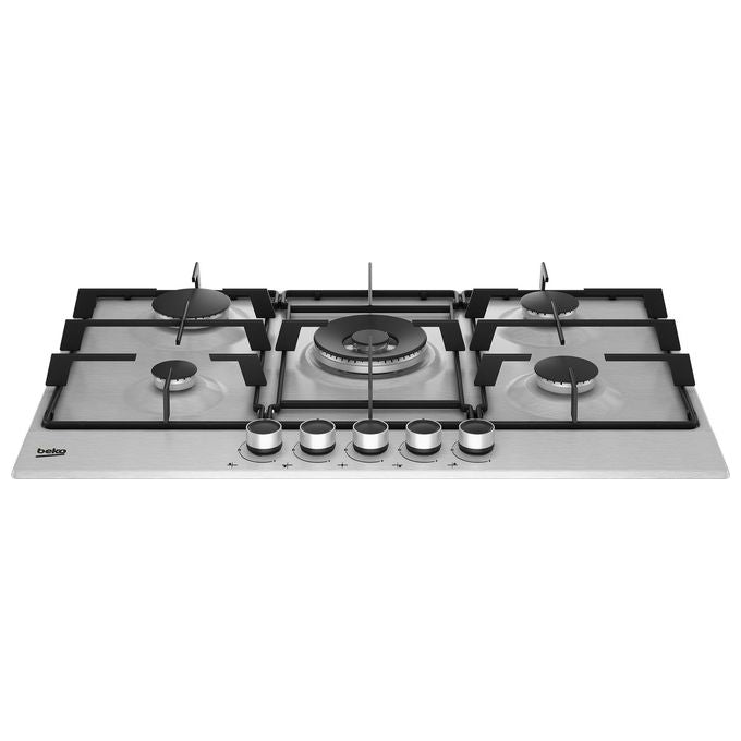 Beko HIAW75223SXE PractiClean Piano cottura Gas 75 cm 5 fuochi 4 Bruciatori 1 Wok 12400 W colore Inox