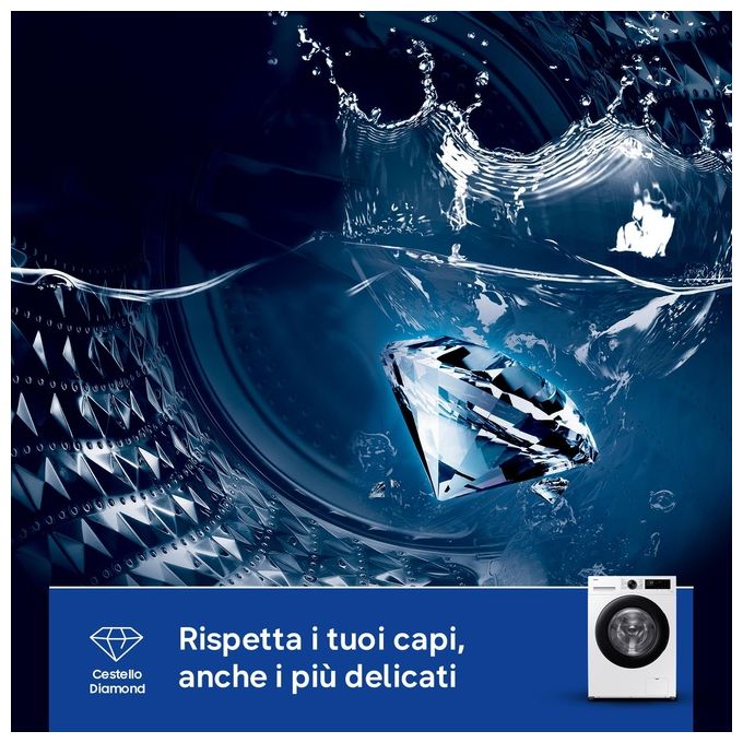 Samsung WW90CGC04DAEET Lavatrice 9 Kg Classe A Profondita' 55 cm Centrifuga 1400 giri Inverter Vapore Crystal Clean