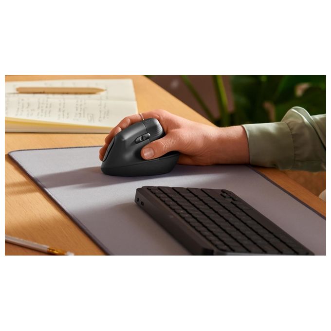 Logitech 910-006473 Lift Mouse Ergonomico Verticale Wireless Bluetooth Logi Bolt USB 4 Tasti Clic Silenziosi 4000 DPI colore Grafite