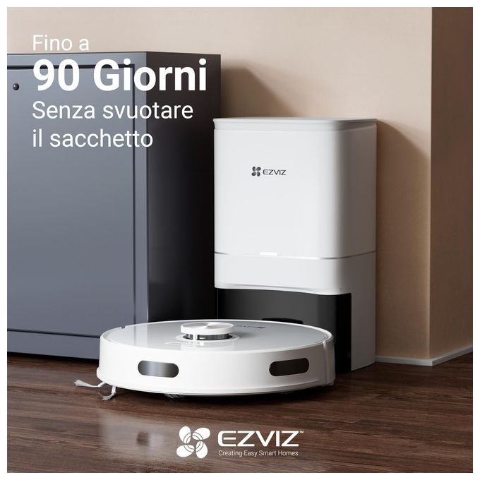 EZVIZ CS-RE4P-PWT2 RE4 PLUS Robot aspirapolvere Navigazione LDS LiDAR Capacita' 4,35 L autonomia 240 min Wi-Fi app colore Bianco
