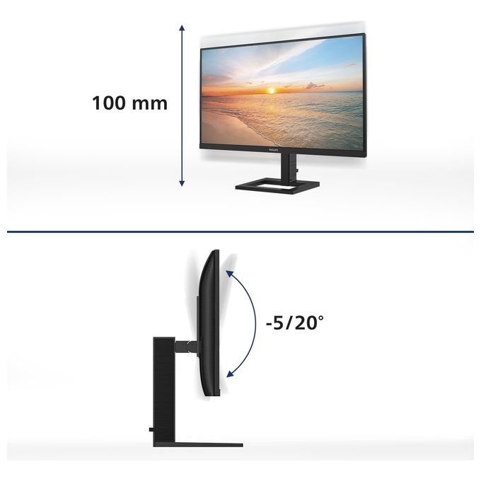 Philips 27E1N1800AE-00 Serie 1000 Monitor PC 27'' 4K Ultra HD IPS LED HDR10 2xHDMI DisplayPort Altoparlanti colore Nero