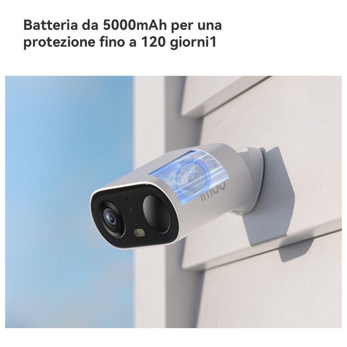 Imou TB3FP-3T0WE-KIT Cell Go Full Color Telecamera IP Wi-Fi Bullet 3MP 2K Batteria 5000mAh Pannello Solare IP65 Audio Bidirezionale colore Bianco