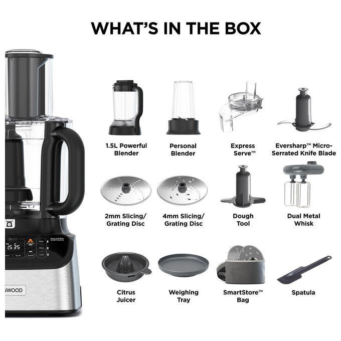 Kenwood FDM73.850SS Robot da Cucina Multifunzione Capacita' 3 Litri 8 Velocita' Potenza 1000 Watt colore Inox