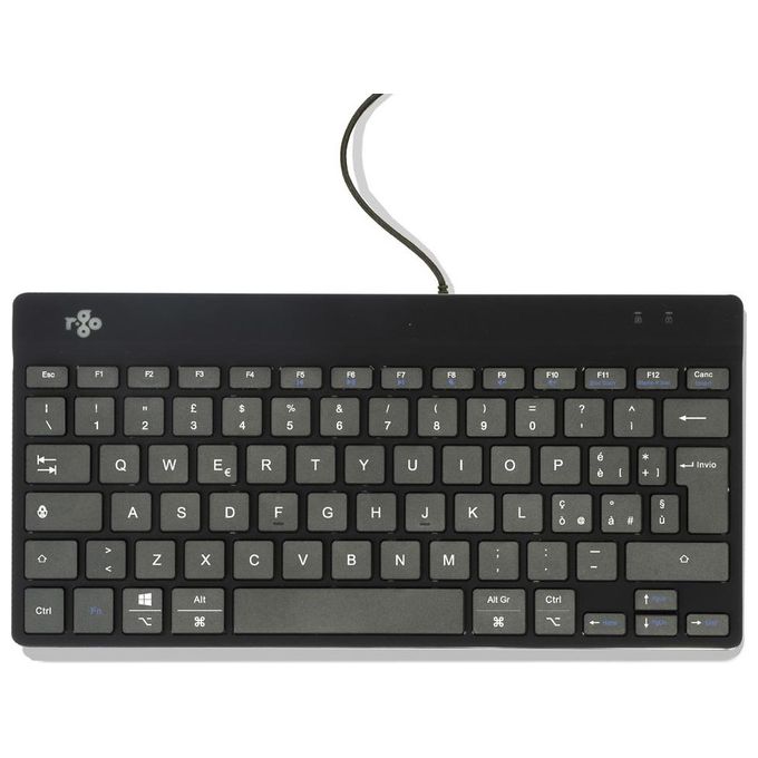 R-Go Tools RGOCOITWDBL R-Go Compact Break Tastiera Ergonomica Cablata USB-C QWERTY Italiano con Software Break LED Integrato colore Nero