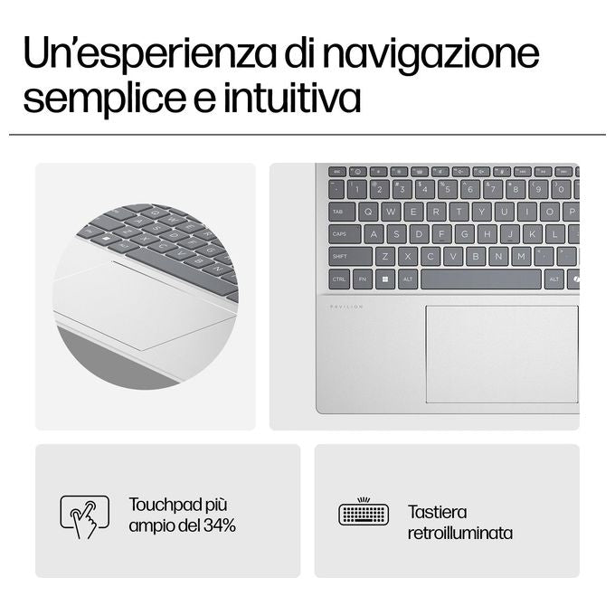 HP PAVILION 16-af0012nl Notebook Intel Core Ultra 5 125U 16 Pollici 16 GB RAM 512 GB SSD colore Argento