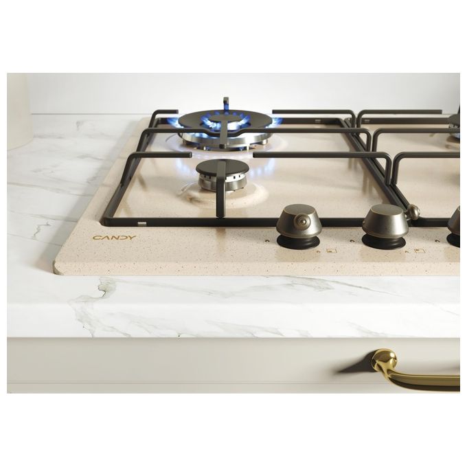 Candy CHW6BRAV4WGT Piano Cottura a Gas 4 Zone 60 cm Avena