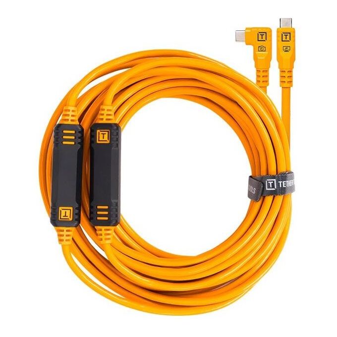 Tether Tools CUC31RT2-ORG TetherPro Cavo USB-C a USB-C Angolo Retto 9,4m 5 Gbps Doppio TetherBoost colore Arancione