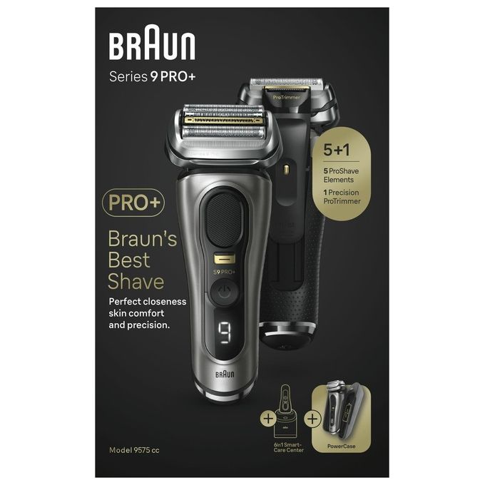 Braun 218276 Series 9 Pro+ Rasoio elettrico Wet and Dry 5 testine autonomia 90 min min colore Metallico