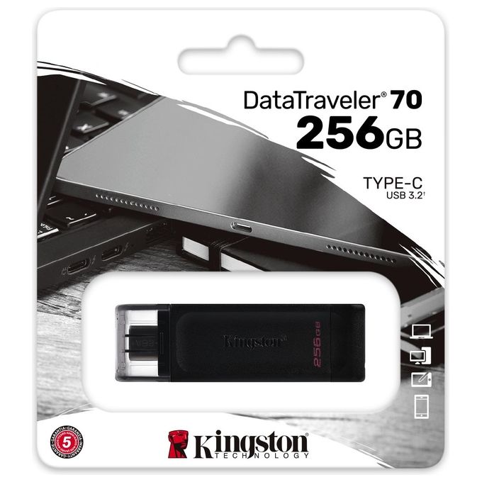 Kingston Technology 70 Unita' Flash USB 256Gb USB tipo-C 3.2 Gen 1 Nero