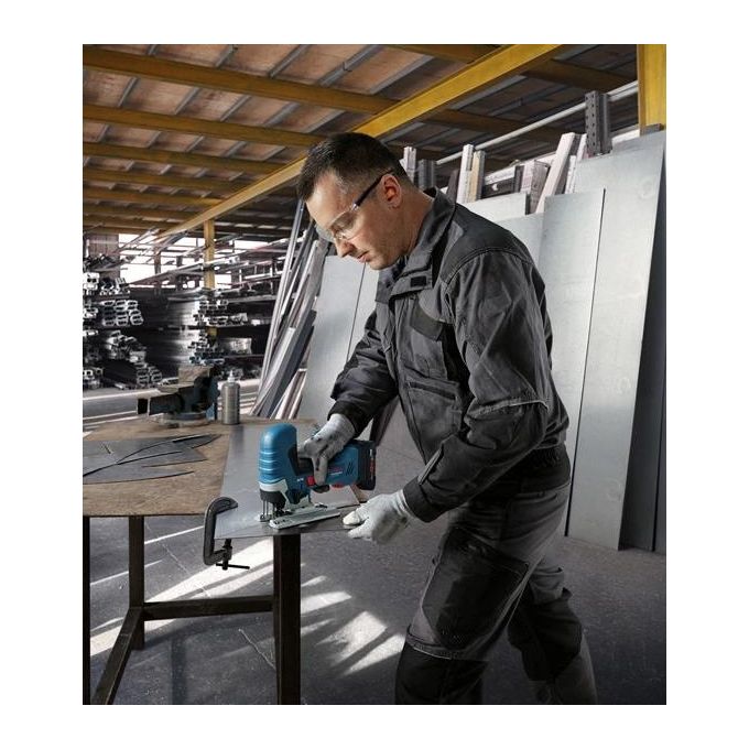 Bosch 06015B2001 GST 18V-125 S Seghetto alternativo a batteria 18 V motore brushless profondita' taglio legno 125 mm inclinazione 45° colore Blu Nero