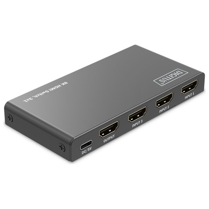 Digitus DS-55333 Switch HDMI 3x1 8K-60Hz 48 Gbps HDR HDCP 2.3 colore Nero