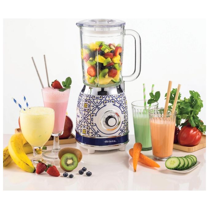 Ariete 00C05830CAR0 Capri Frullatore da tavolo 1,5 L 4 Lame Acciaio Inox 4 Velocita' Pulse 1000 W colore Bianco Azzurro
