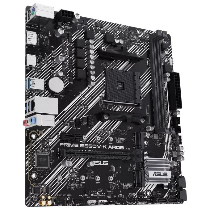 Asus 90MB1GC0-M0EAY0 Prime B550M-K ARGB Scheda Madre mATX Socket AM4 Chipset B550 Dual M.2 PCIe 4.0 DDR4 64GB USB 3.2 HDMI DisplayPort