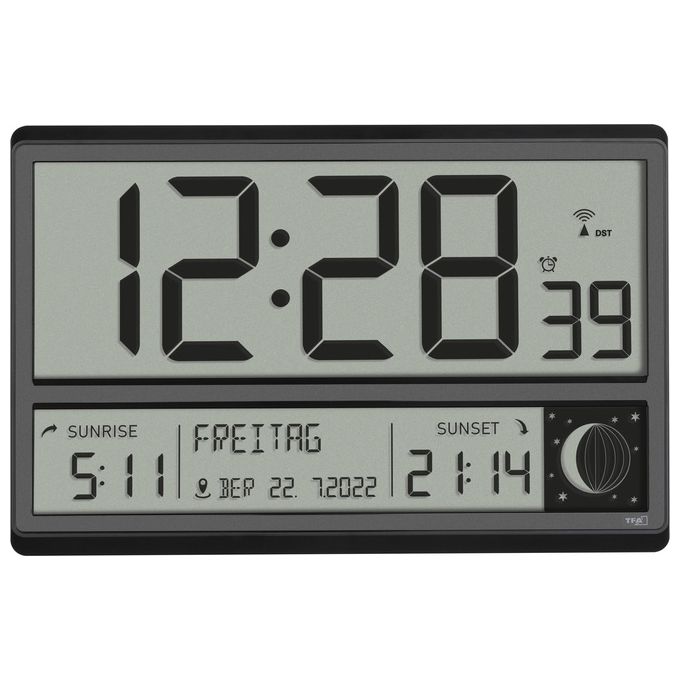 TFA 60.4524.01 Orologio XL Radiocontrollato Digitale Nero