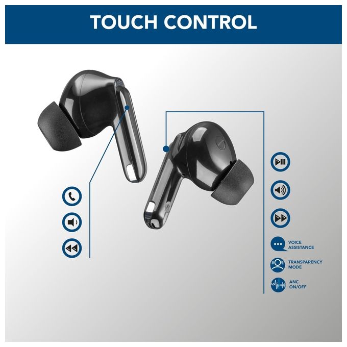 Cellularline BTECLIPSETWSK Eclipse Auricolari In-Ear True Wireless ANC ENC Bluetooth 5.3 Playtime 18 ore colore Nero