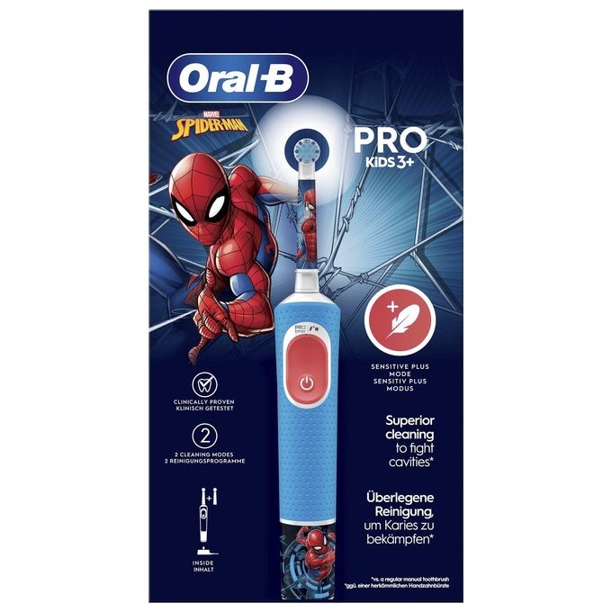 Oral-B VITALITYPROSPIDERMAN Pro Kids Spazzolino elettrico ricaricabile 2 modalita' timer 2 min per bambini da 3 anni colore Azzurro Bianco