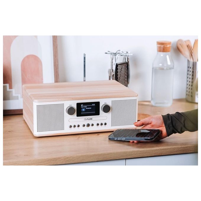 Pure CLASSIC C-D6 Micro Hi-Fi Radio DAB+ FM Lettore CD Bluetooth 5.3 30W colore Bianco Quercia