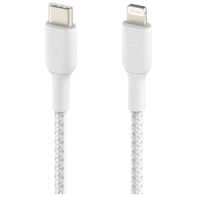 Belkin Cavo Intrecciato da Usb-C a Lightning 1mt Rivestito Bianco