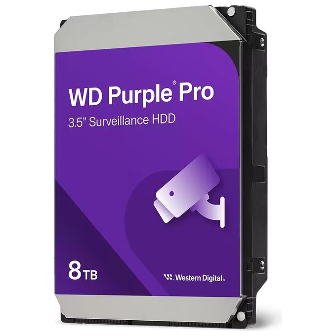 Western Digital WD8002PURP Purple Pro Smart Video HDD 8TB 7200 Giri-min 3.5'' SATA 256GB Cache colore Nero