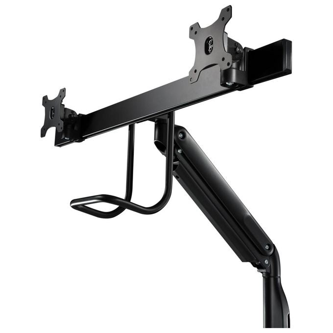 V7 DM1HDD Supporto per Doppio Monitor con Barra a Molla a Gas Regolabile in Altezza Rotazione ±32° Inclinazione -22° +45° VESA 75x75 100x100 mm colore Nero