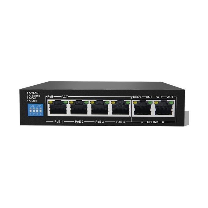 Link Switch di Rete 6 Porte con 4 Porte 10-100 Poe e 2 Porte Uplink 10-100