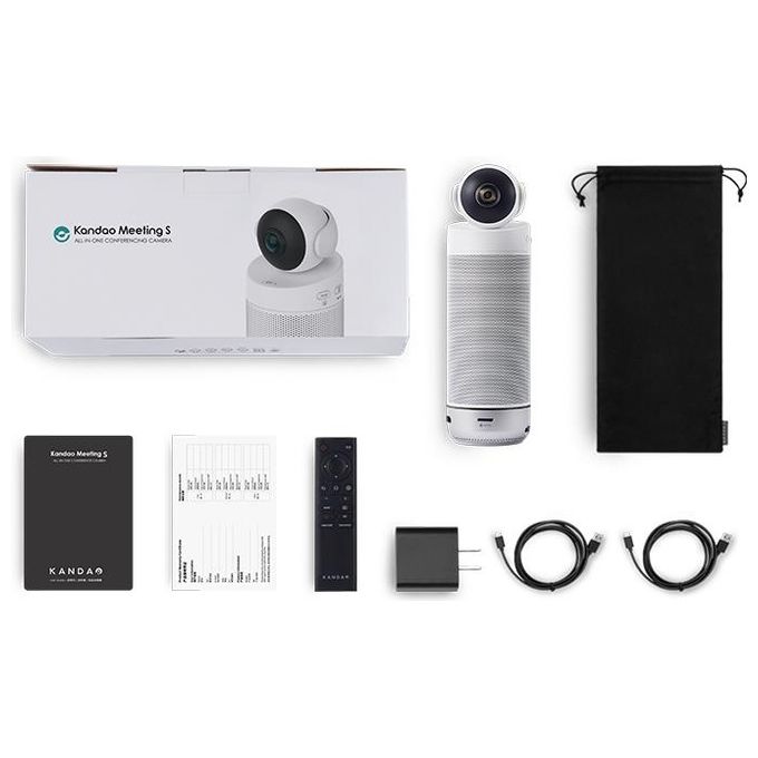 KanDao MEETING S Meeting S Sistema di Videoconferenza di Gruppo per 5 Persone 180° Full HD 1080p con 8 Microfoni e Altoparlante Hi-Fi Telecomando Ethernet LAN Wi-Fi colore Bianco