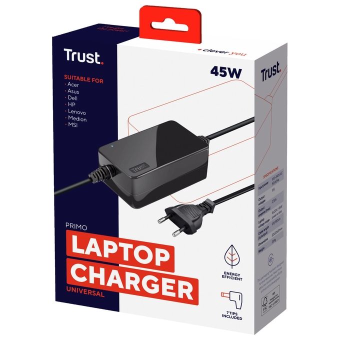 Trust Caricabatterie Universale da 45W per Laptop