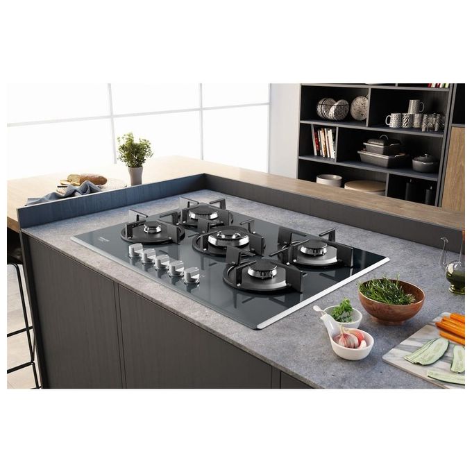 Hotpoint HAGD 72S-MR Diamond Piano cottura a gas 73 cm 5 fuochi griglie in ghisa accensione manopola colore Specchio