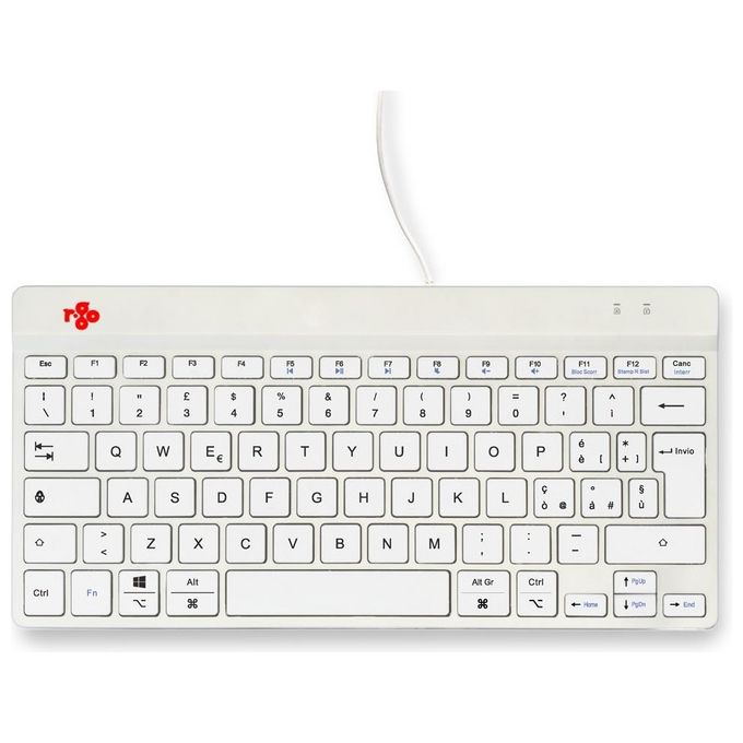 R-Go Tools RGOCOITWDWH Tastiera Ergonomica Compact Break Mini USB QWERTY IT con Software Break colore Bianco
