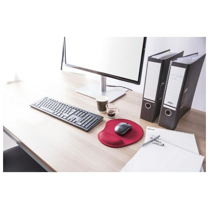 Trust Tappetino per Mouse con Poggiapolsi in Gel Rosso