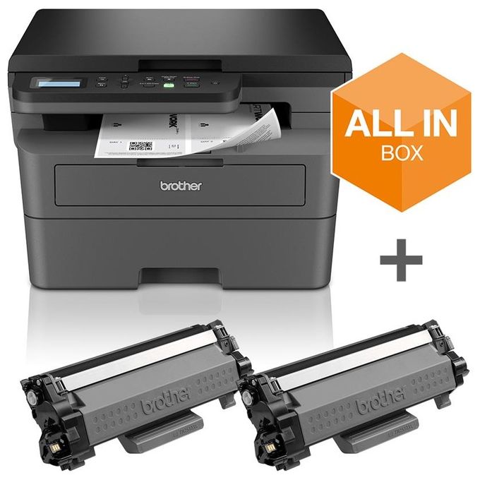 Brother DCP-L2627DWXL Stampante Multifunzione Laser 3 in 1 A4 Mono 32 ppm Duplex Auto Wi-Fi 250 fogli 6000 pagine incluse colore Nero