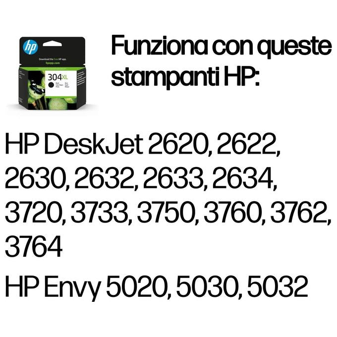 Hp, Cartuccia Inchiostro Originale 304XL, Nero