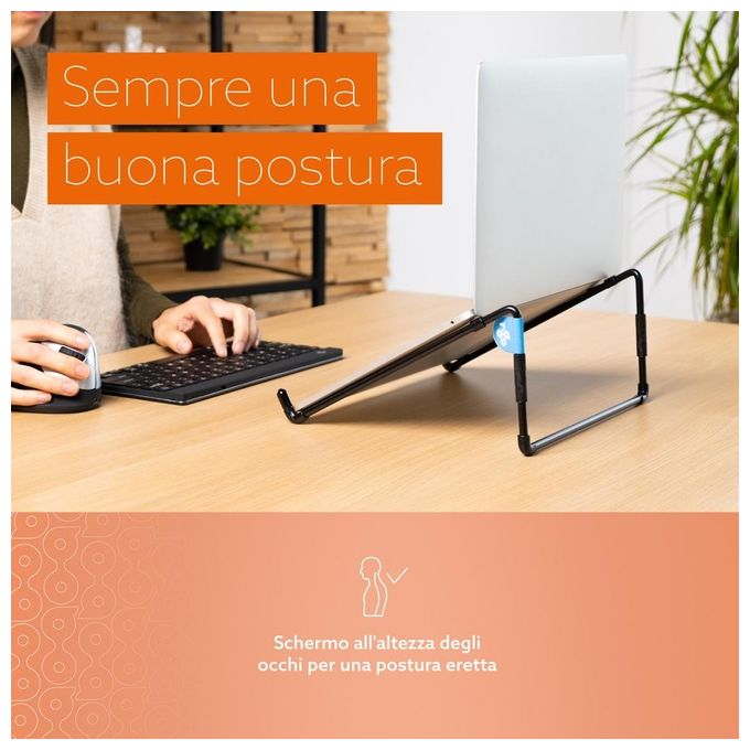 R-Go Tools RGOSC015BL Supporto per laptop ergonomico pieghevole adatto per laptop da 10 22 pollici colore Nero