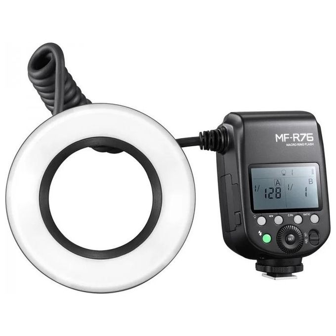 GODOX MF-R76 Flash Macro Anulare Potenza Regolabile da 1-1 a 1-128 Custodia Inclusa colore Nero