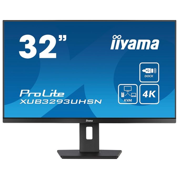 Iiyama XUB3293UHSN-B5 ProLite Monitor PC 31.5'' 4K Ultra HD IPS USB-C Dock KVM Switch LAN Hub USB 3.2 colore Nero
